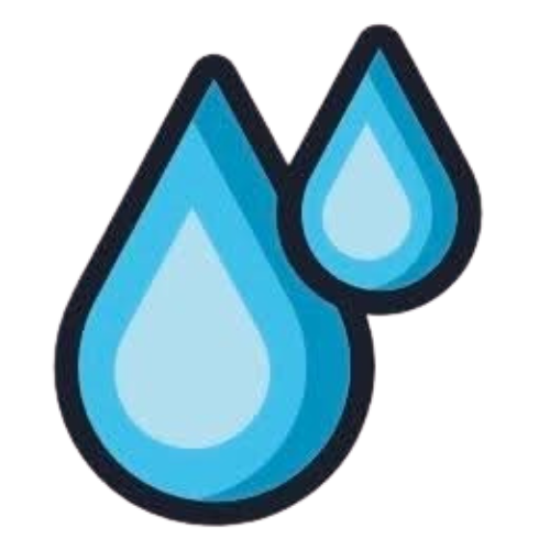 Smart Wash WA logo of Two blue water droplet icons, one larger and one smaller, with a black outline.