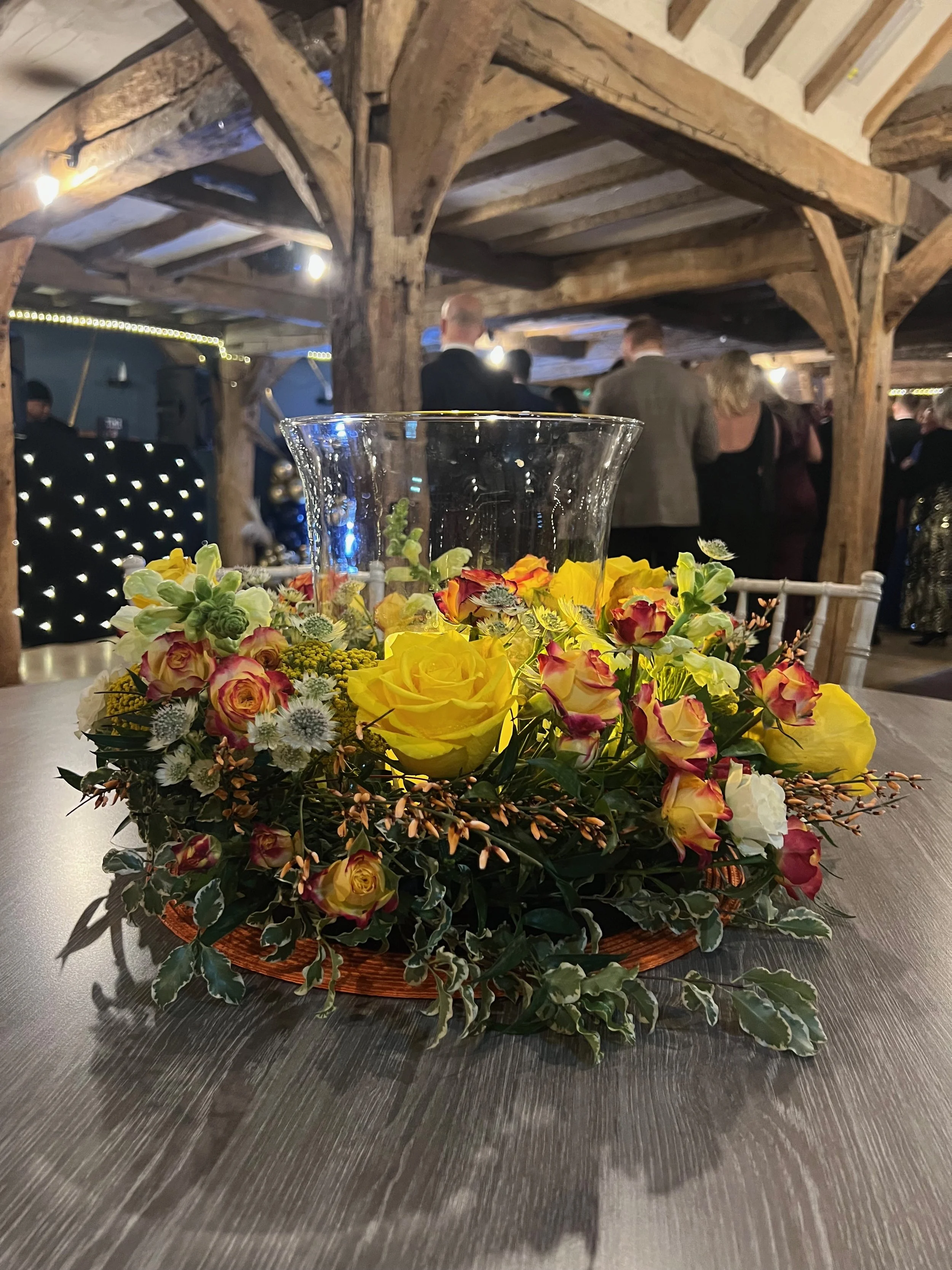 Lantern with floral ring for party