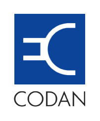 Logo featuring a stylized letter 'C' and a horizontal line, with the word 'CODAN' below.