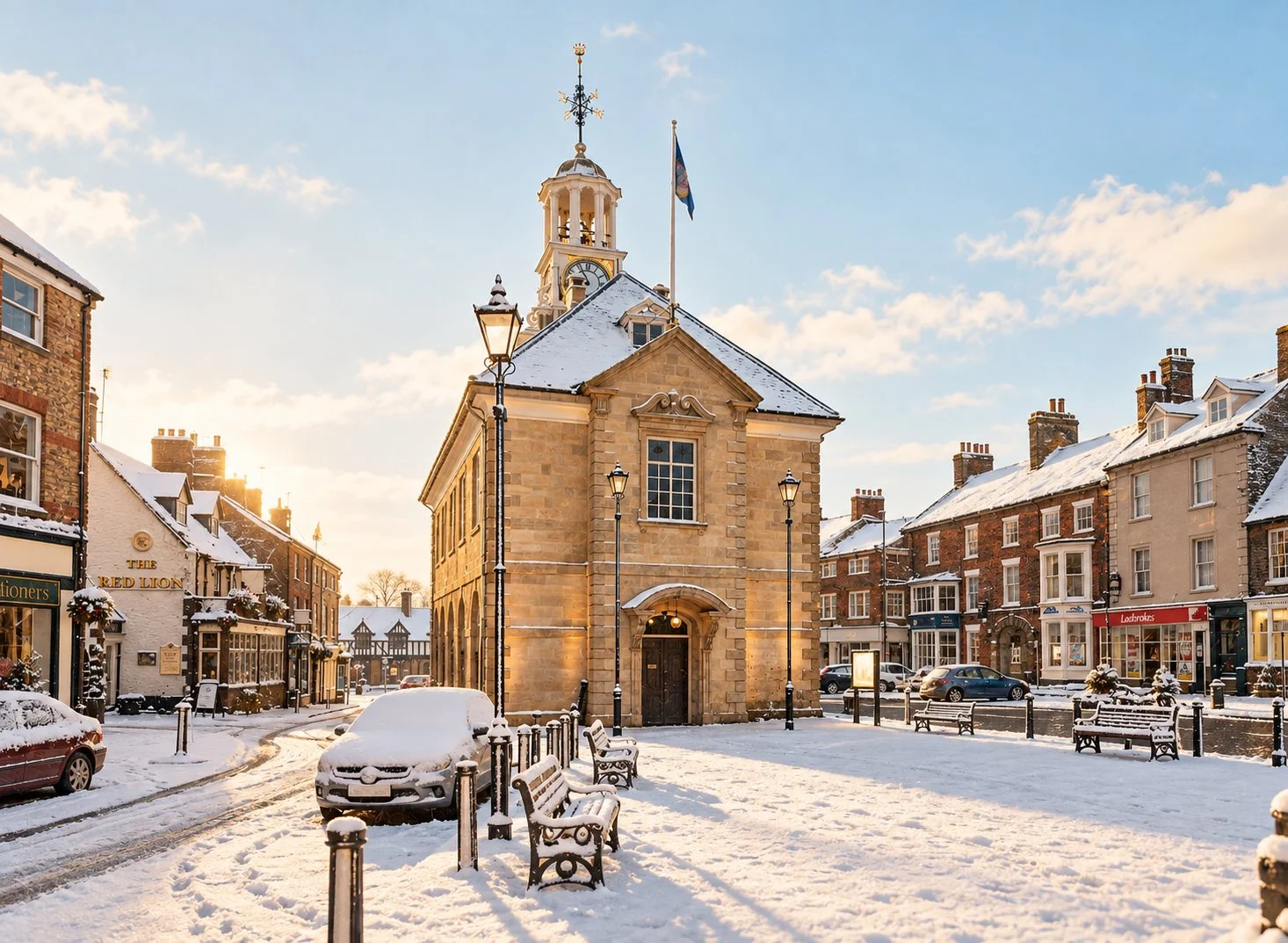 Brackley Town Hall in the centre of Brackley, Northamptonshire