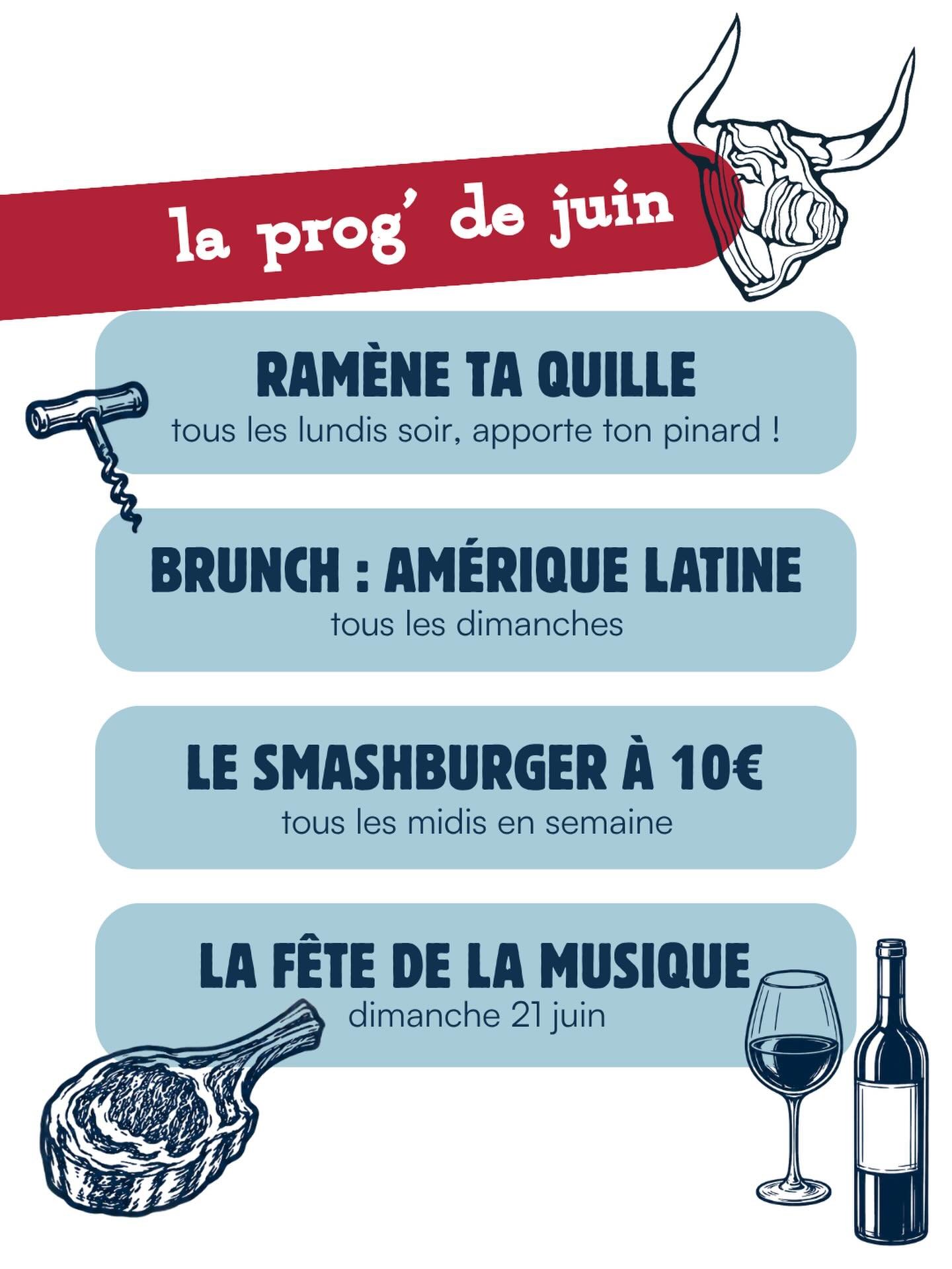 Il se passe quoi au Diable Bleu en juin ? 👀

D&eacute;j&agrave;, tous les lundis, c&rsquo;est &laquo; Ram&egrave;ne ta quille &raquo; ! Tu viens avec ta propre bouteille sous le bras et on ne te compte pas de droit de bouchon, et oui ! 

Le midi en 