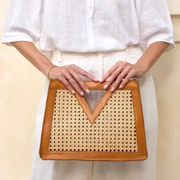 Cane Weave Triangle Summer Handbag