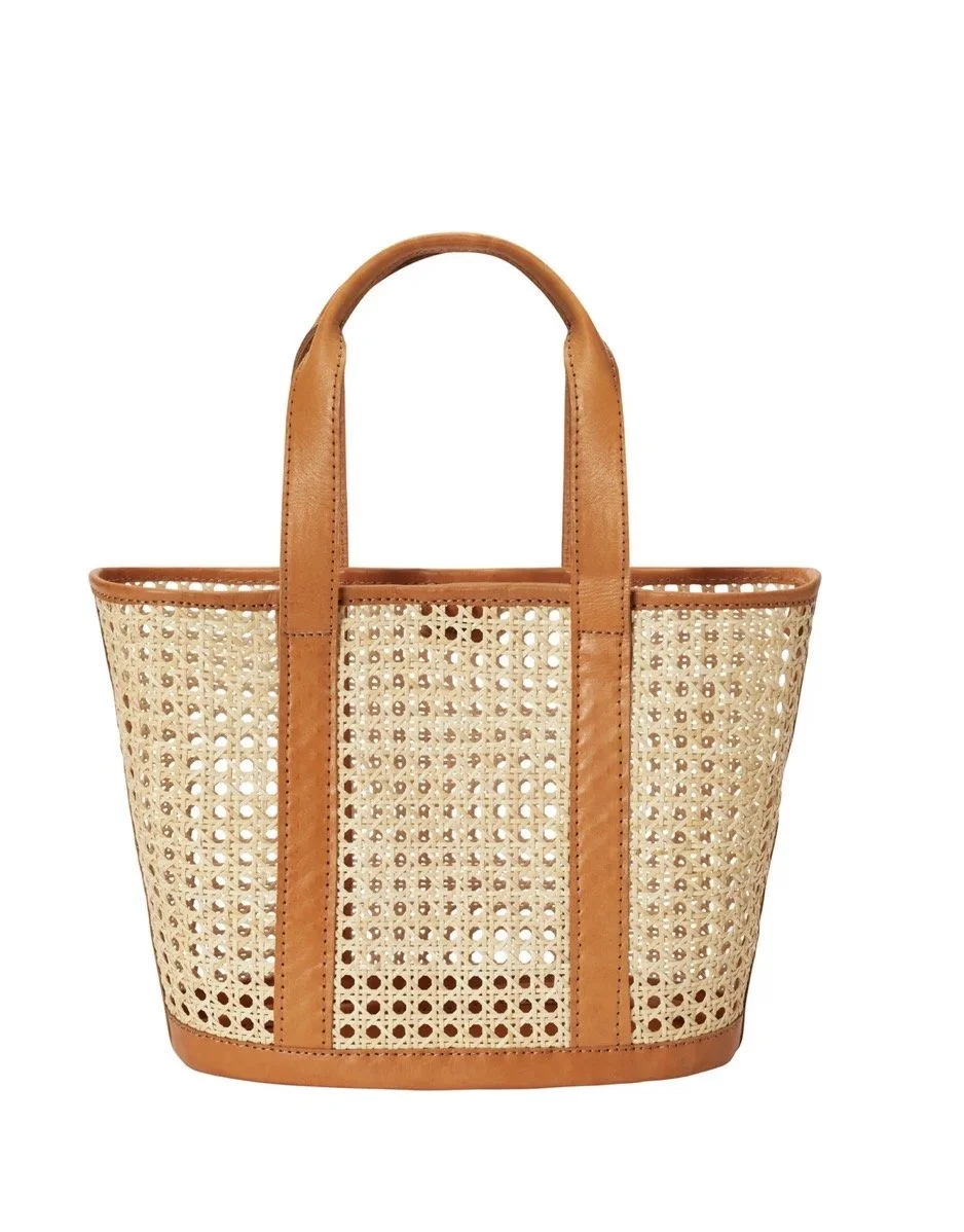 Magnolia Handmade Cane Woven and Leather Tote
