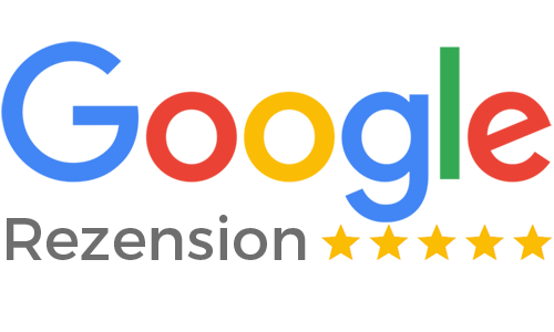 Google Rezension Logo mit fünf Goldsternen