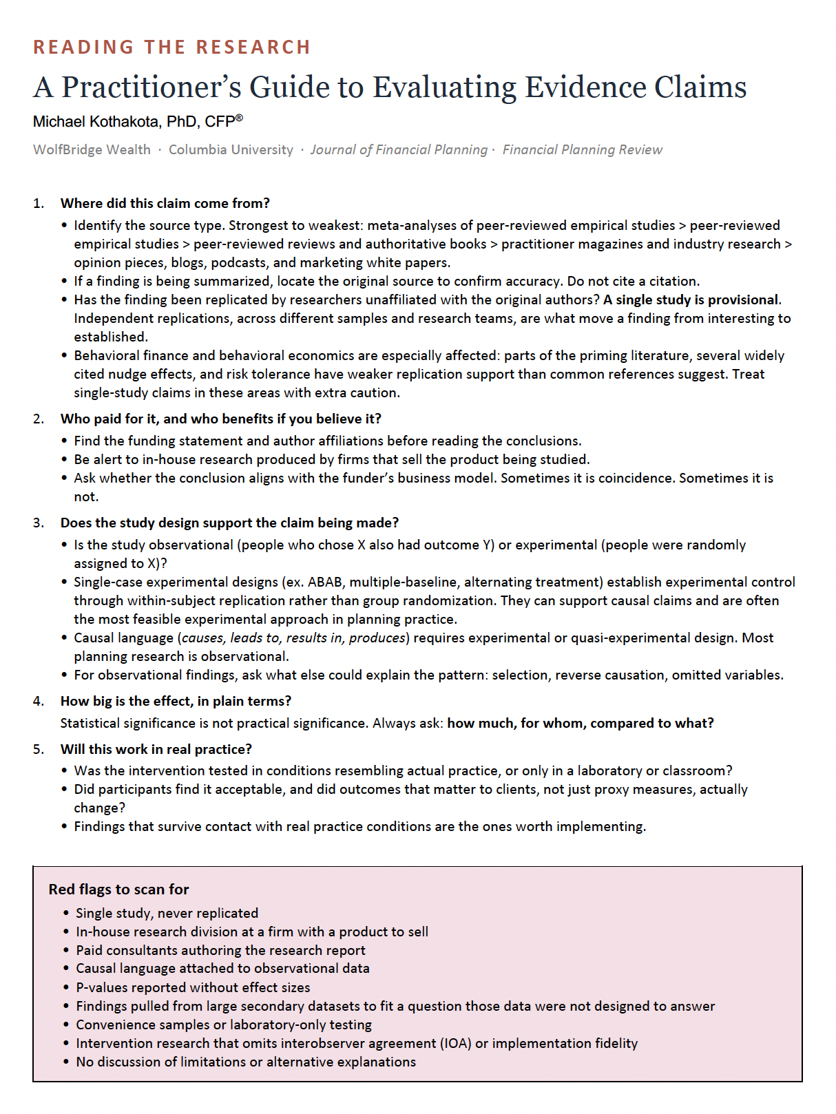 Practitioners Guide to Evaluating Research