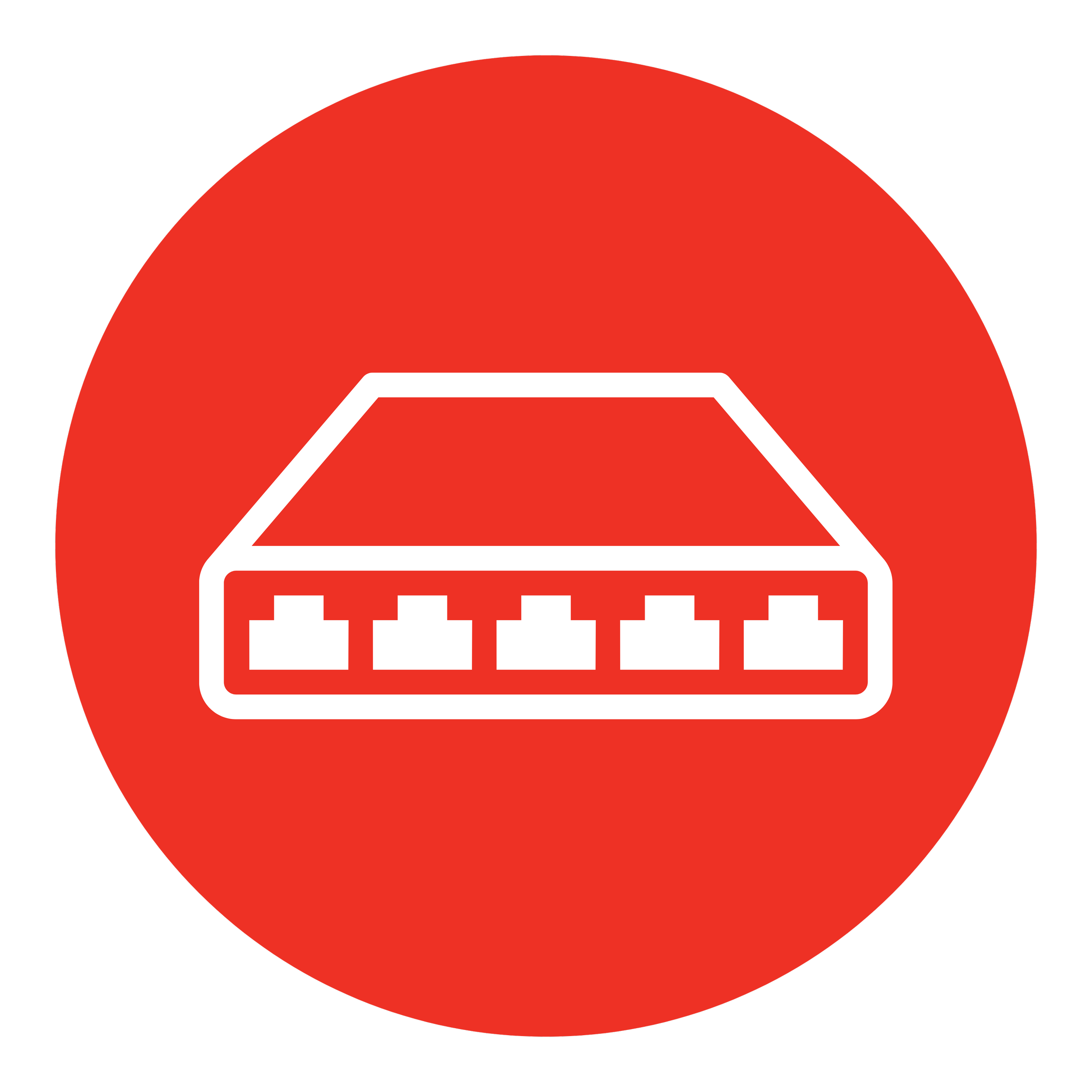 Red circle with a white ethernet icon in the center.