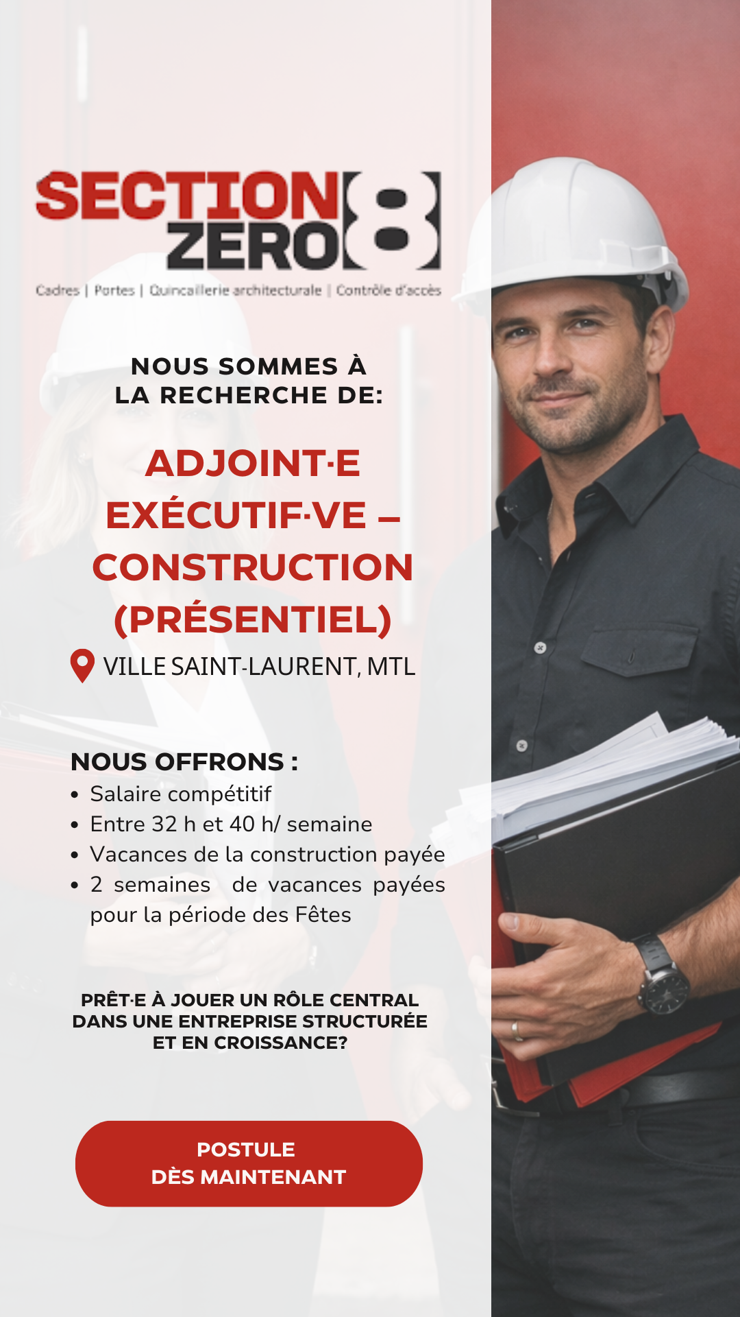 Offre d'emploi pour le poste d'adjoint-e exécutif-ve chez Section zéro8