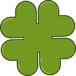 Green four-leaf clover icon with a black background.