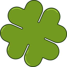 A green four-leaf clover with a shiny outline.