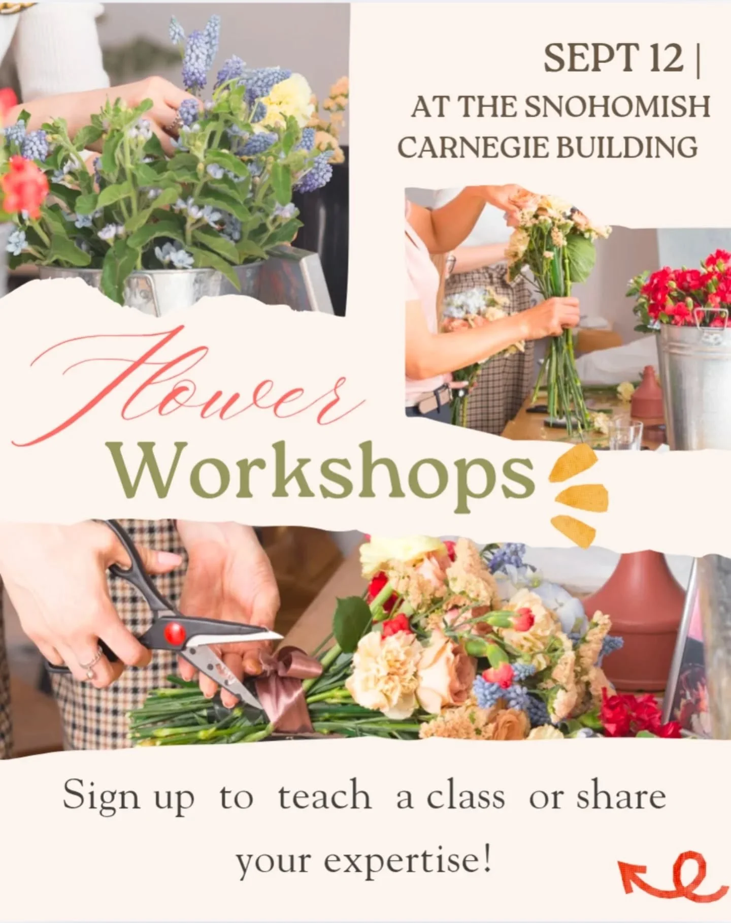 Join the Snohomish in Bloom Crew on Saturday, September 12th! Register to teach a class or share your expertise with other flower and garden enthusiasts! Check out the 🔗 link in our bio to visit Snohomishinbloom.com to register. 

Have questions? We