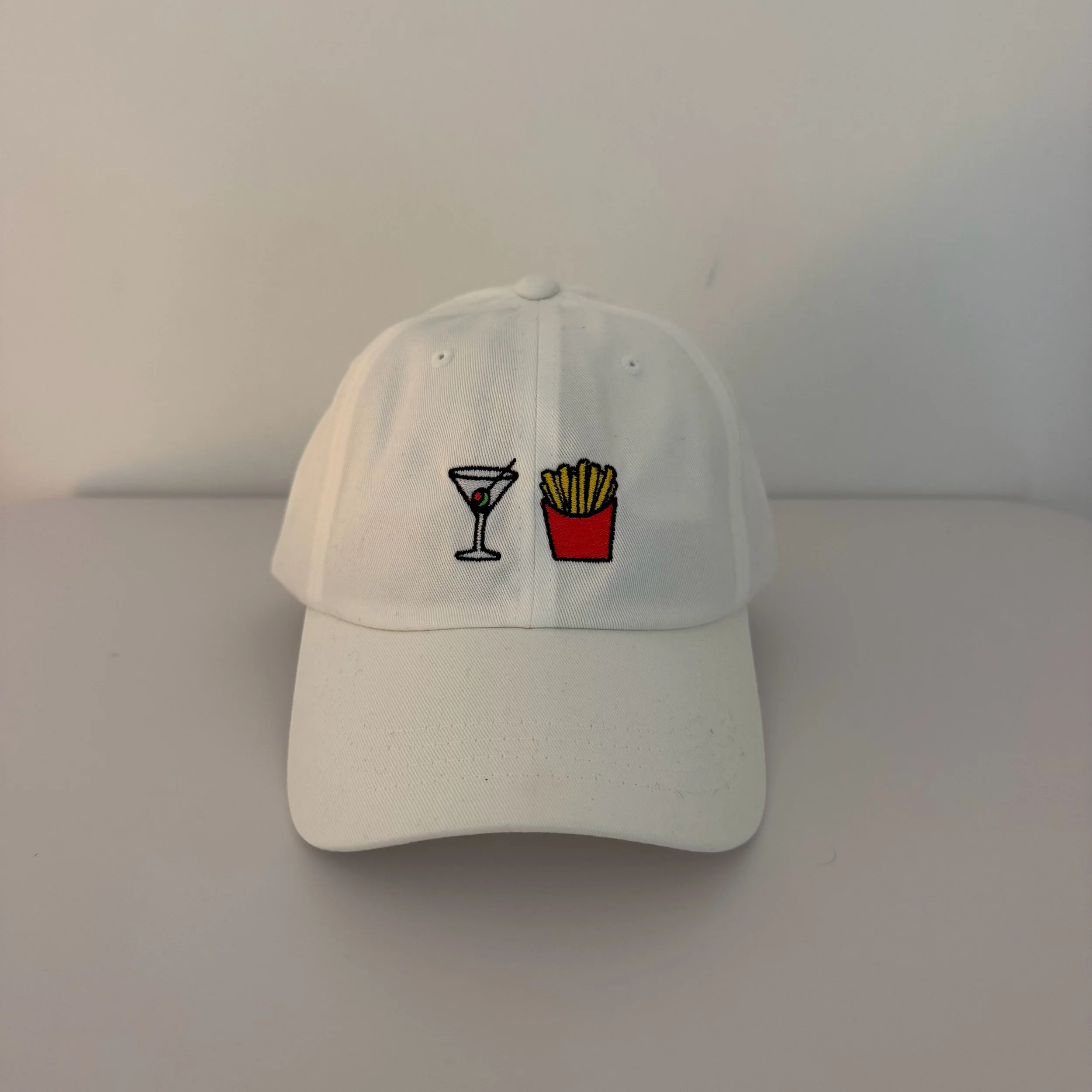 Martinis with Fries Hat - Dad Hat, White (pre-order)