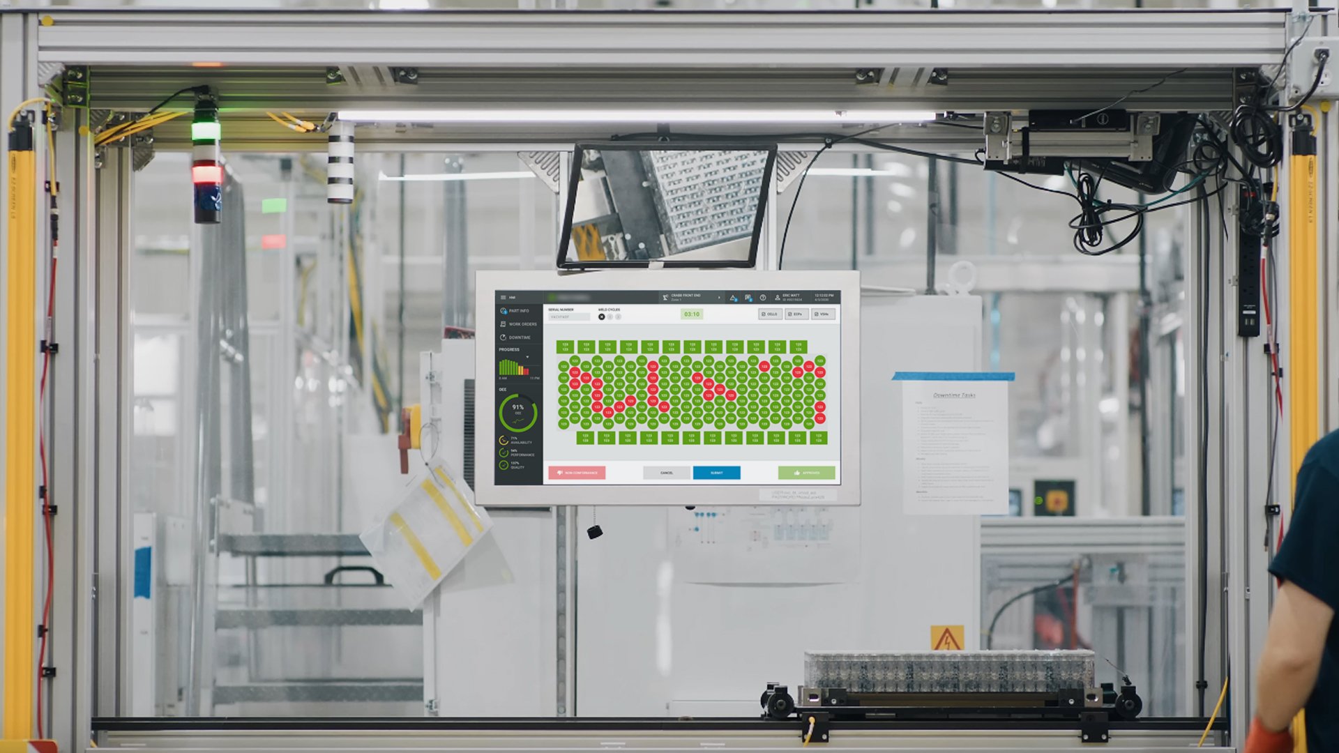 HMI display for checking battery welds on an EV battery manufacturing line