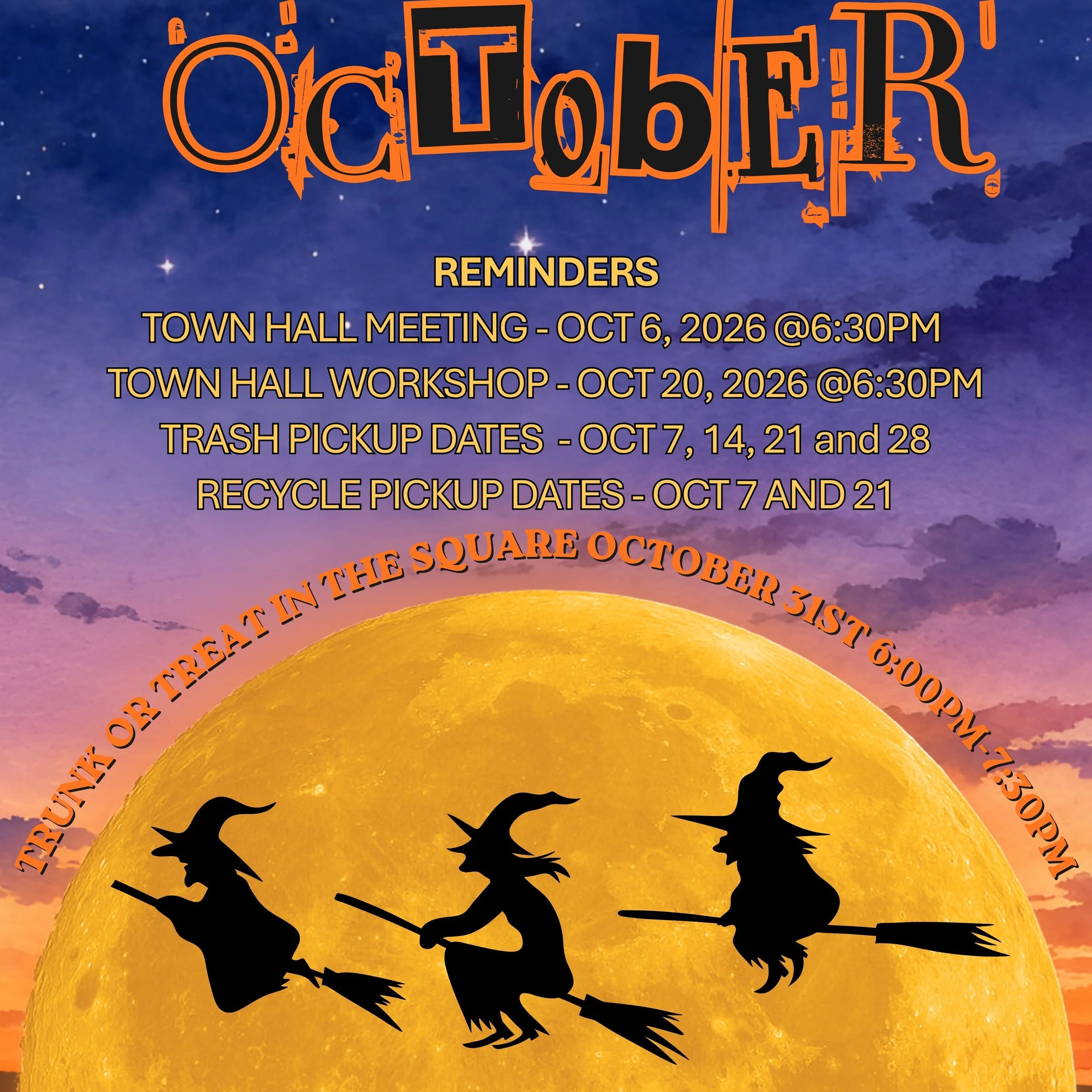 OCTOBER REMINDERS!