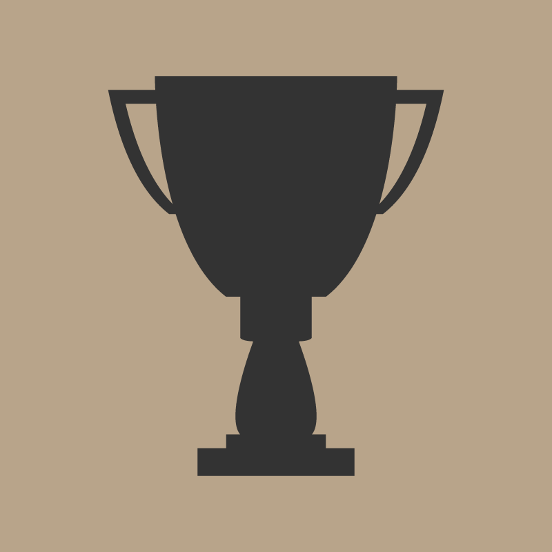 Silhouette of a trophy cup on a beige background.
