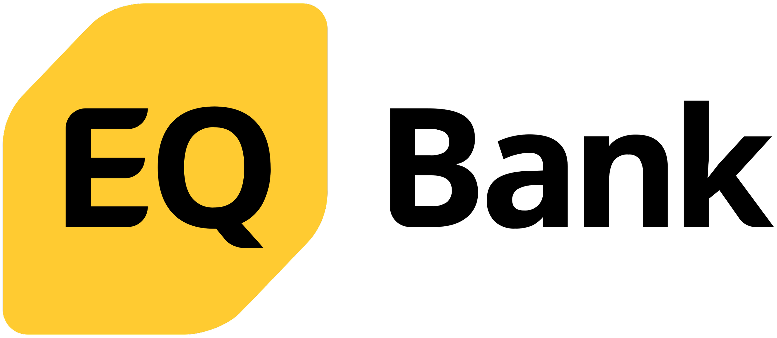 Yellow and black sign with the text "EQ" in large black letters.