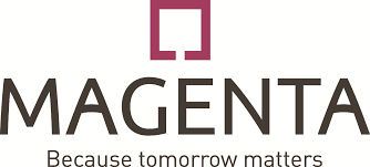 Magenta logo with a square shape and the tagline 'Because tomorrow matters' beneath it.