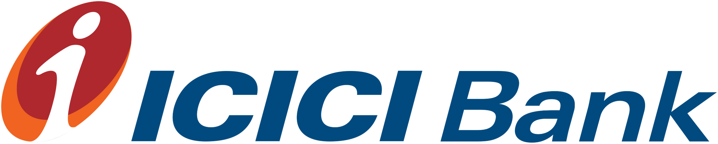 iCard Bank logo with a stylized 'i' in white inside a red and orange oval, followed by the words 'ICICC Bank' in blue text.