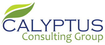 Logo of Calyptus Consulting Group with a green leaf above the text