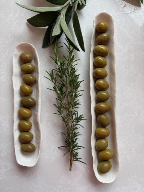 Porcelain white glazed olive and jewellery tray