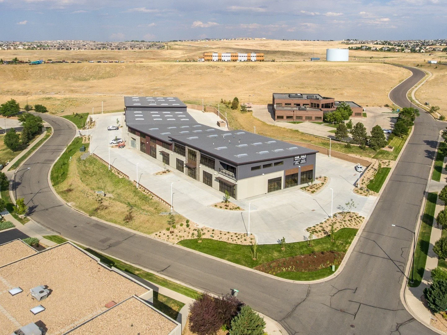 Aerial view of Own It Vista flex warehouse condos Lafayette Colorado