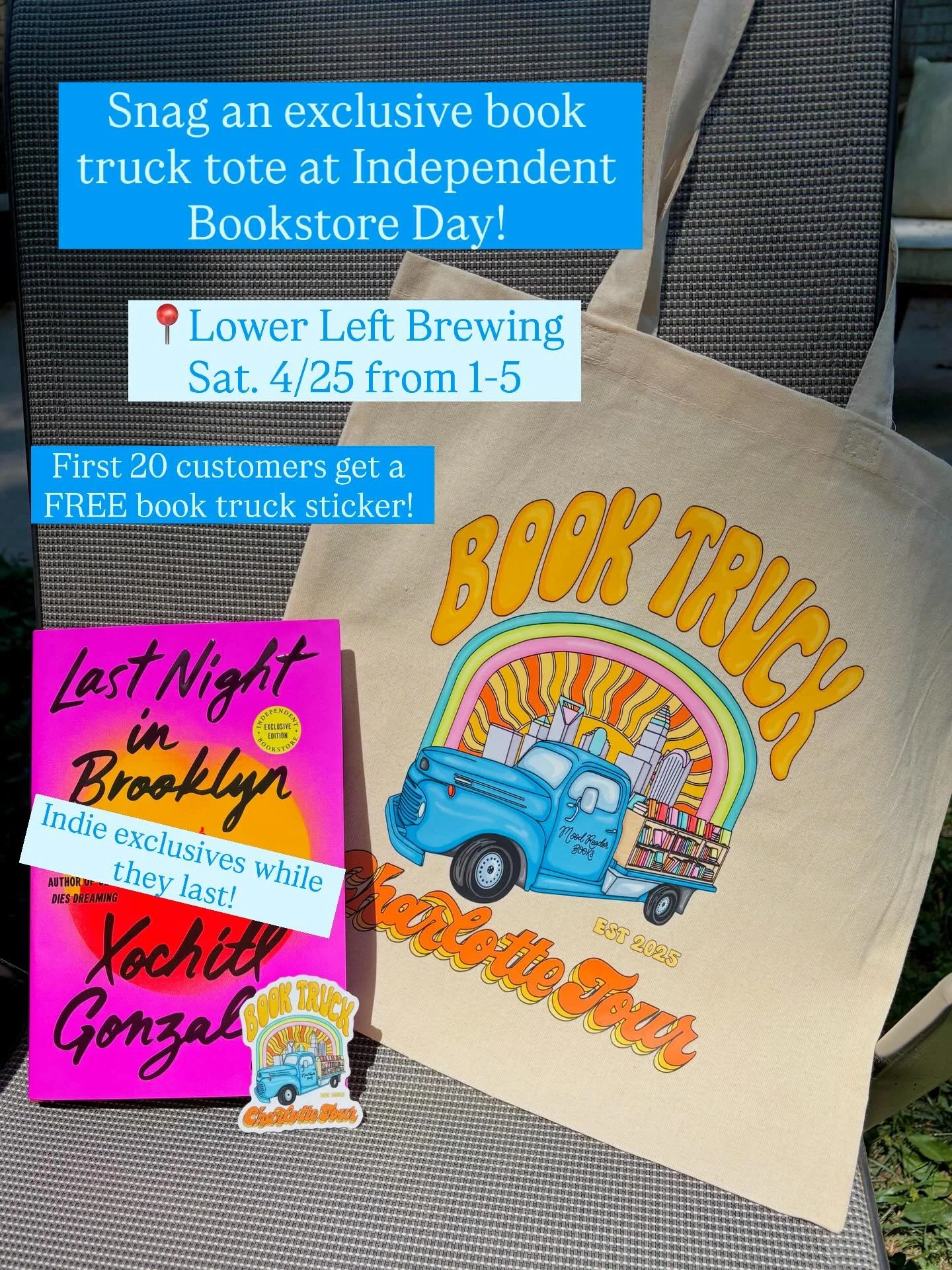 I&rsquo;m so excited to share a little blue book truck exclusive tote that will be debuting on Indie Bookstore Day at Lower Left Brewing! $20 each, limited quantities for now! 🛻😍

I wanted to create something fun and colorful for y&rsquo;all to rep