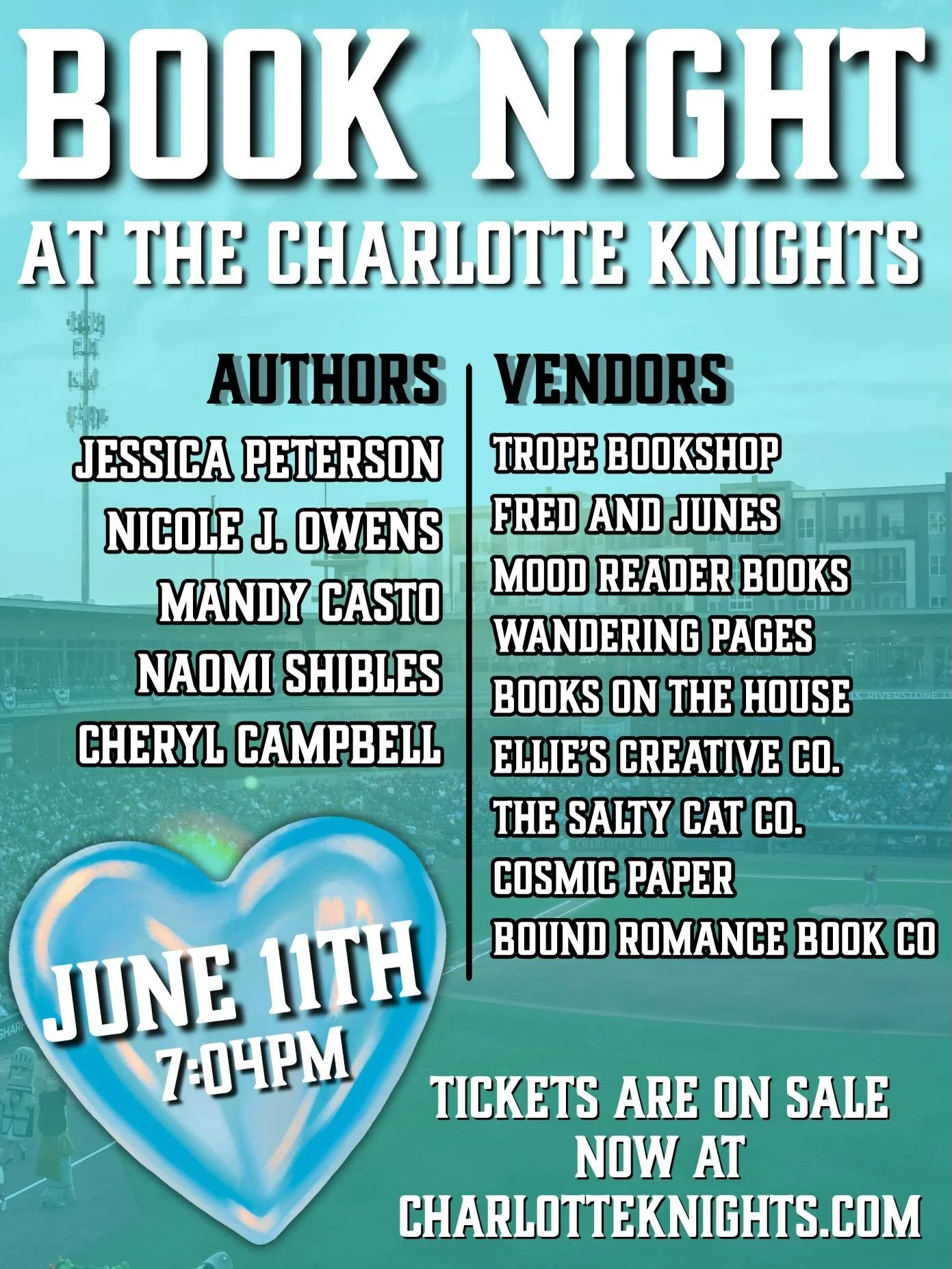 Thursday, June 11, grab all your book besties and join us for Book Night at the @knightsbaseball game! Bookstores, bookish vendors, and local authors will all be in attendance for a fun evening of books and baseball 📚⚾️

Make sure you check out the 