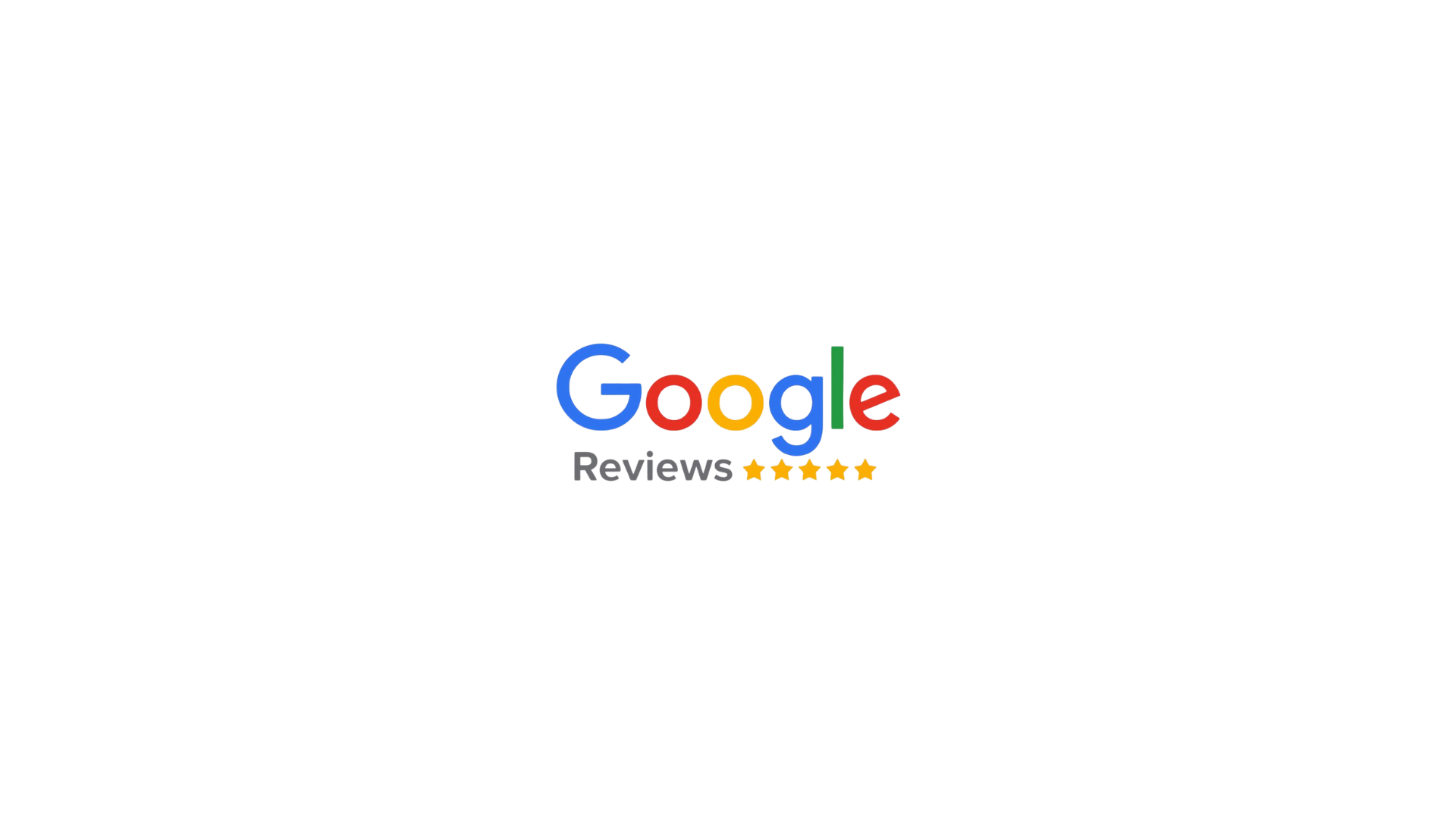 Google logo with the words 'Reviews' and five stars beneath it.