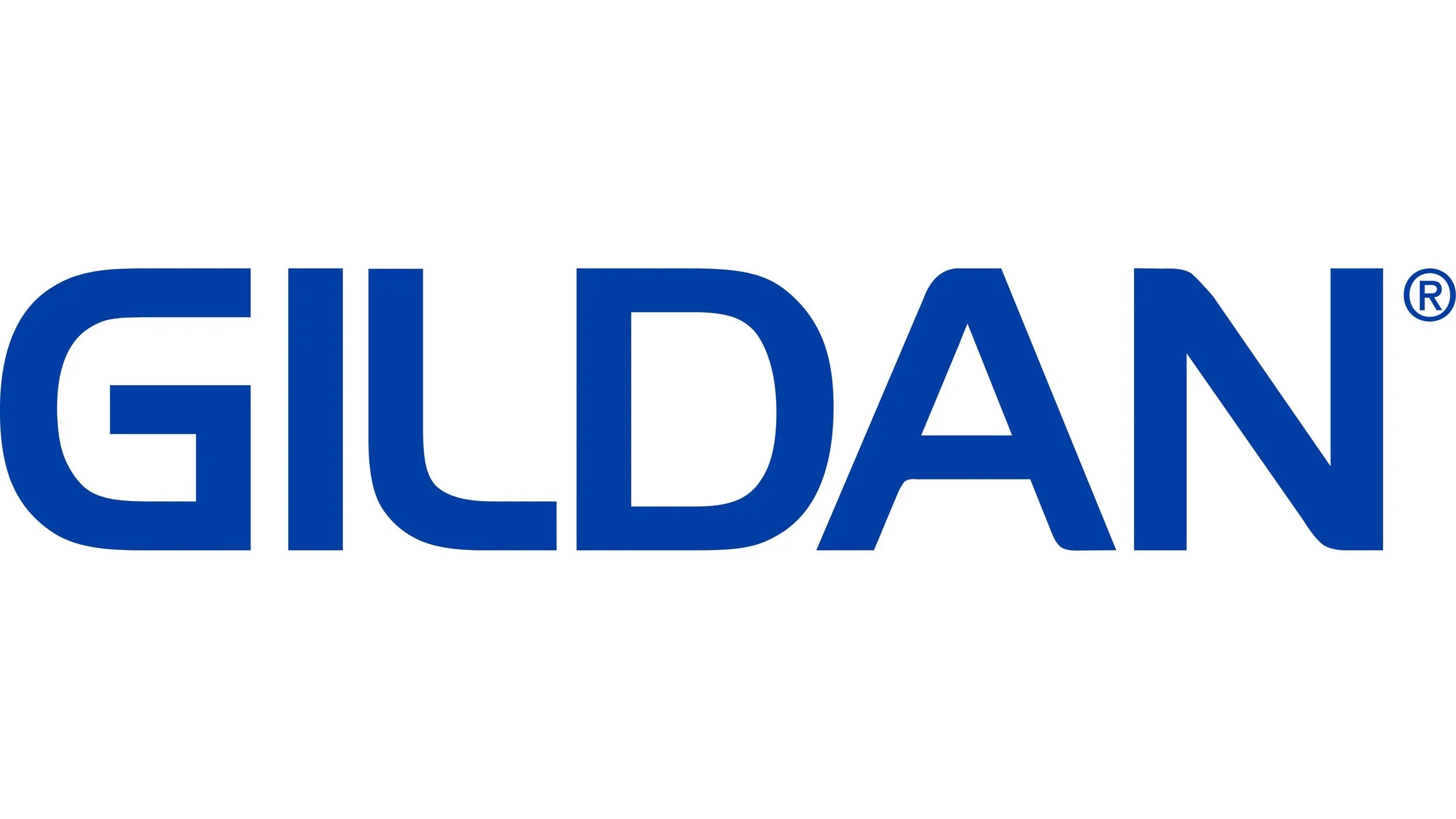 GILDAN logo in blue text on a white background