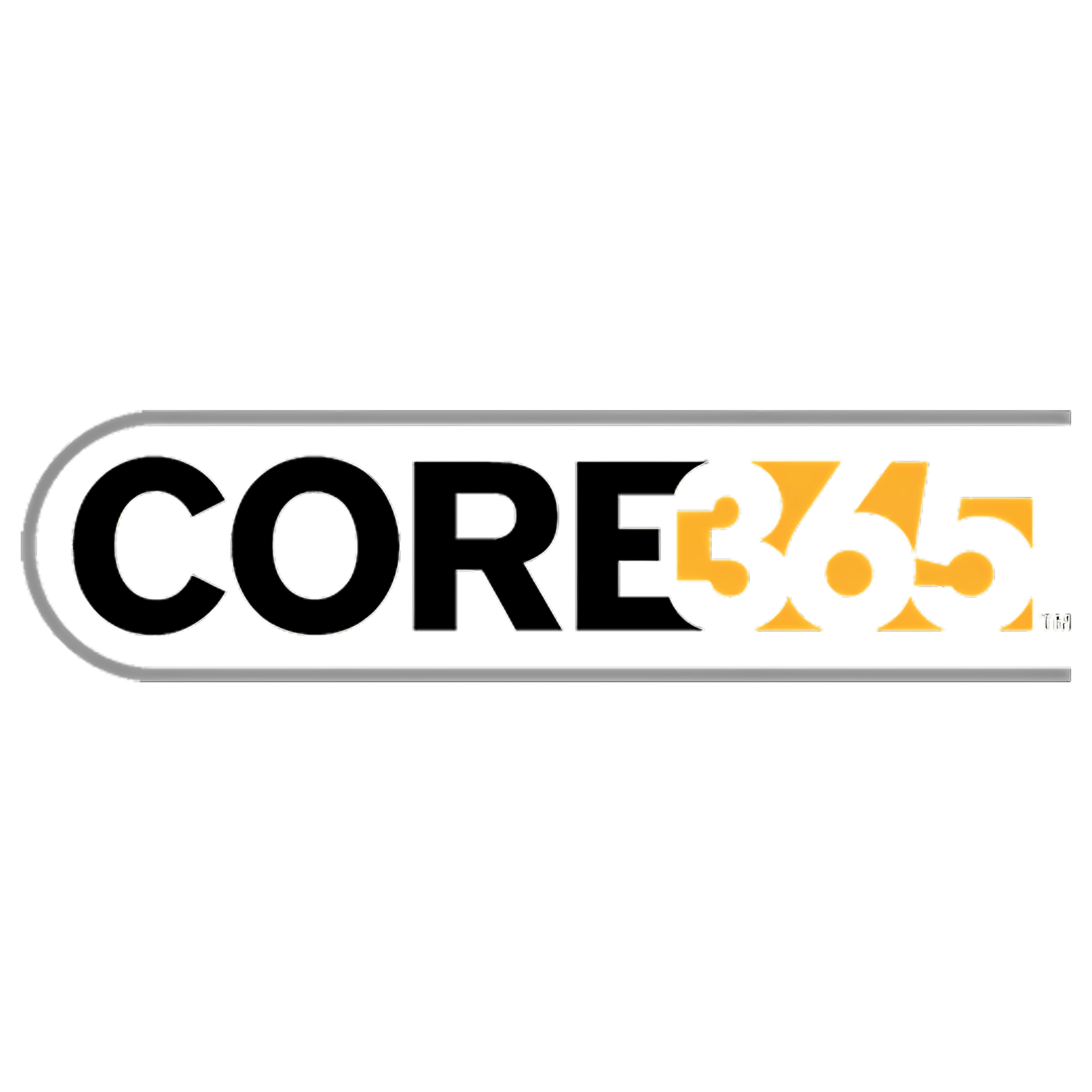 The image features the logo for Core 365, with the word "CORE" in bold black letters followed by the numbers "365" in stylized yellow font. The design has a sleek, modern appearance with a metallic border surrounding the text.
