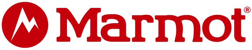 Marmot logo with red mountain symbol and red text