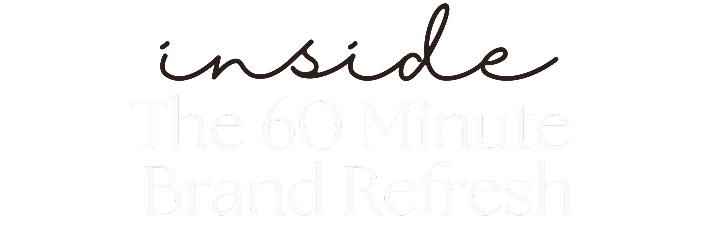 Text reading 'Inside The 60 Minute Brand Refresh' on a black background.