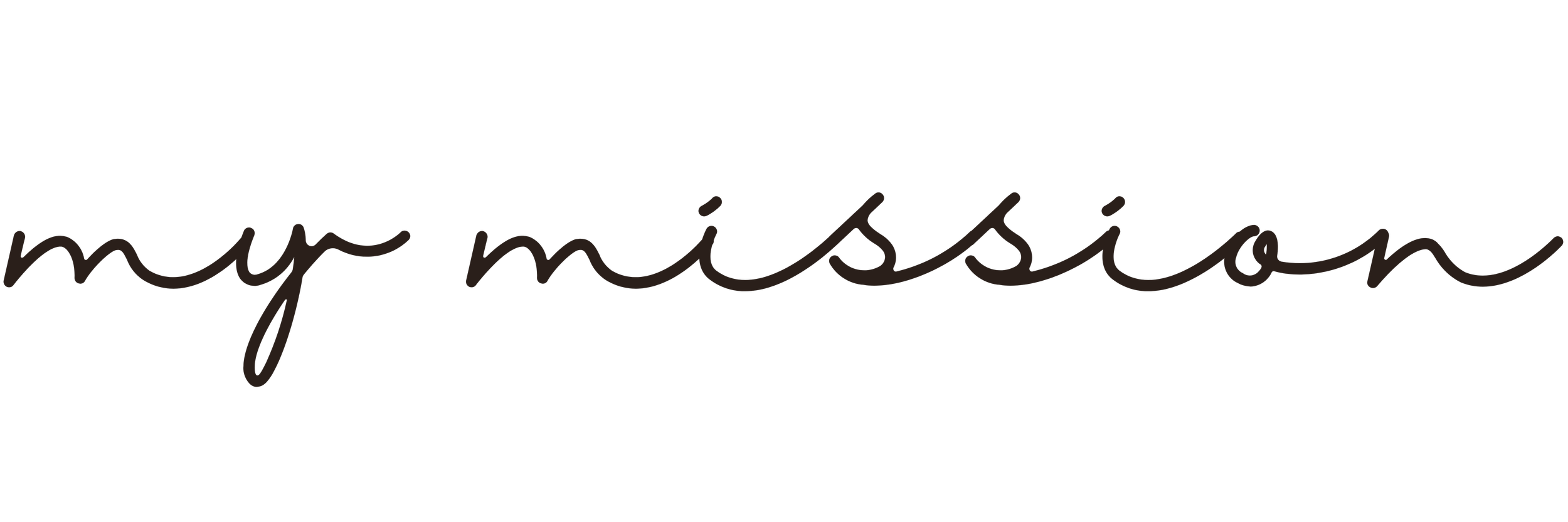 Black logo with the text "May Mission" in handwritten script font.