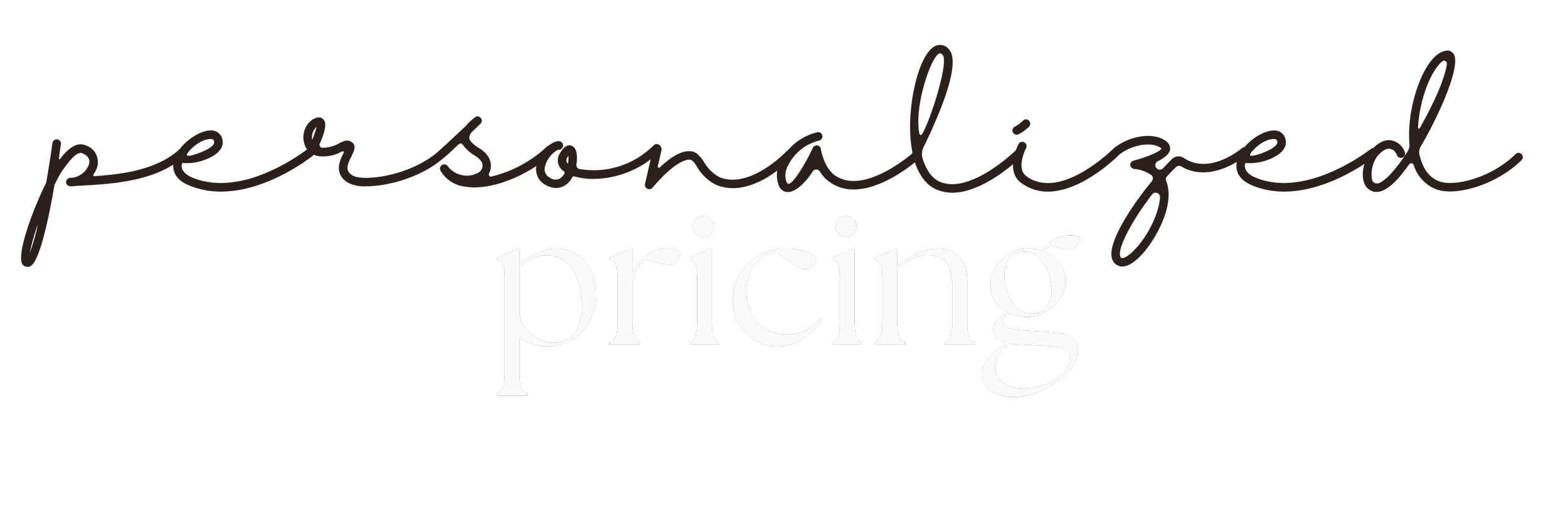 Personalized pricing text with bold black border and handwritten style