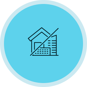 Icon of a house divided into commercial building to represent diversification