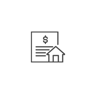 Icon of a document with a dollar sign and a house, representing real estate or mortgage.