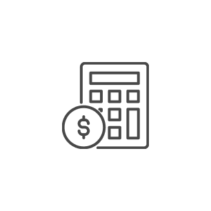 Icon of a calculator with a dollar sign.
