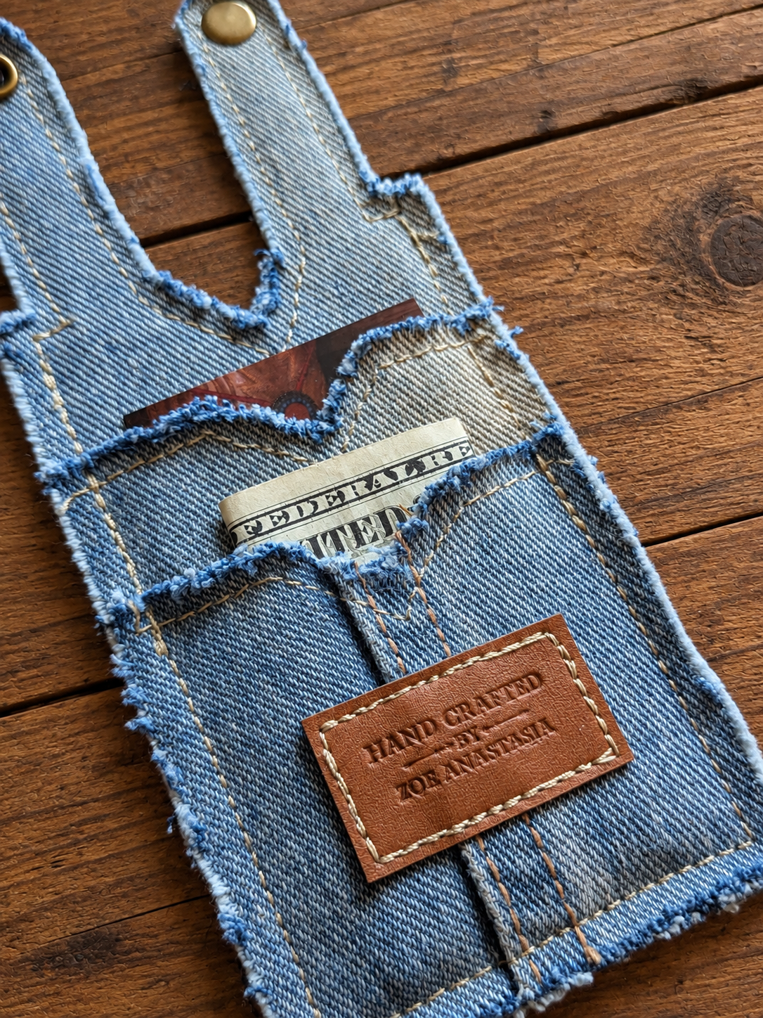 Aged Blue Denim Patchwork Boot Wallet