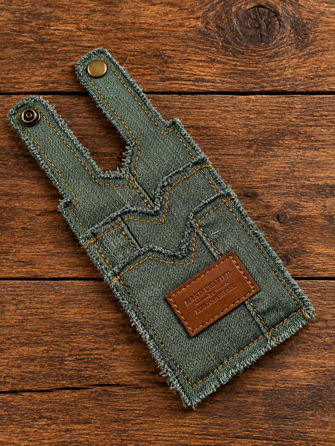 Army Green Denim Patchwork Boot Wallet