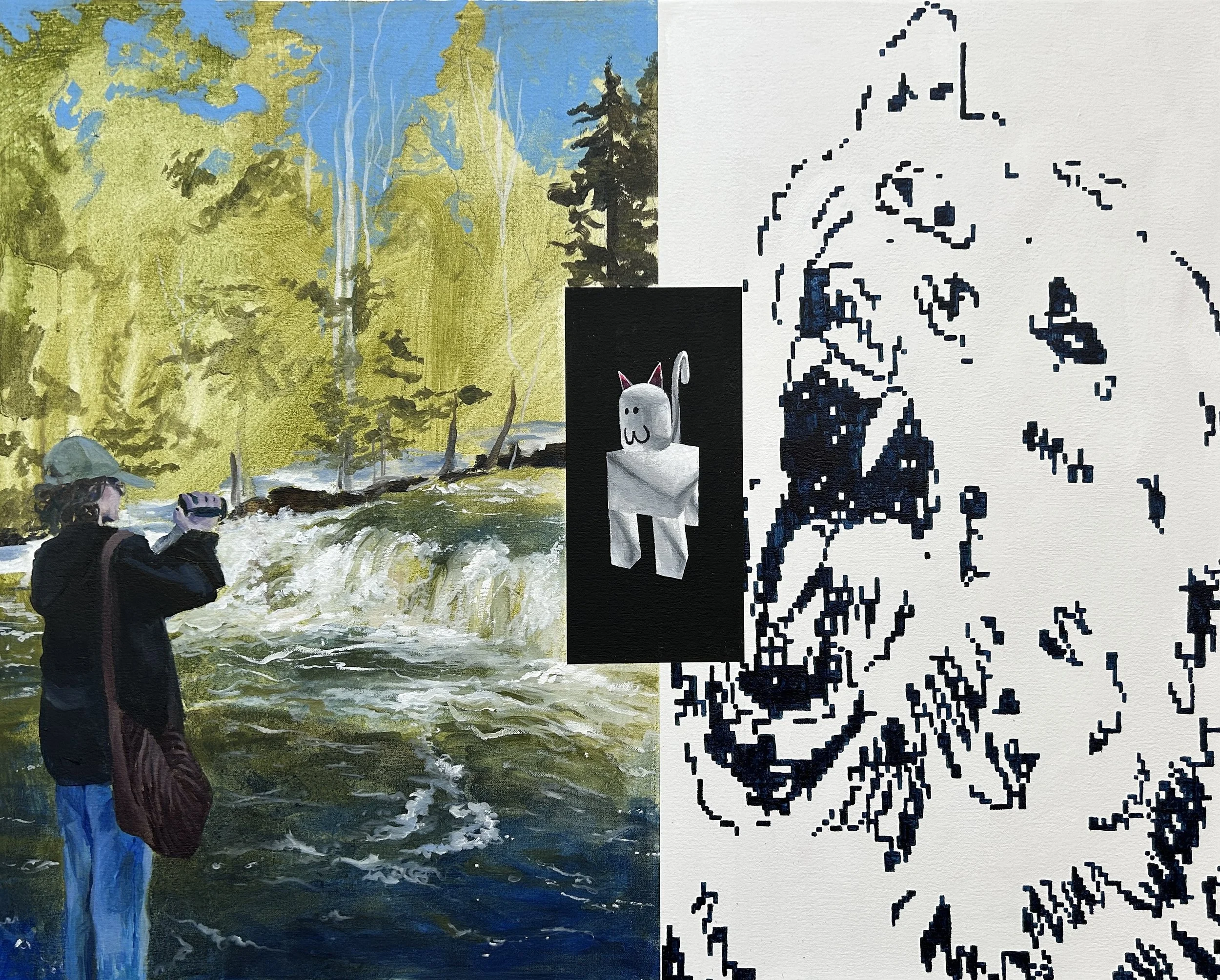 Food chain, oil and acrylic on canvas, 30 x 24 in. 2025