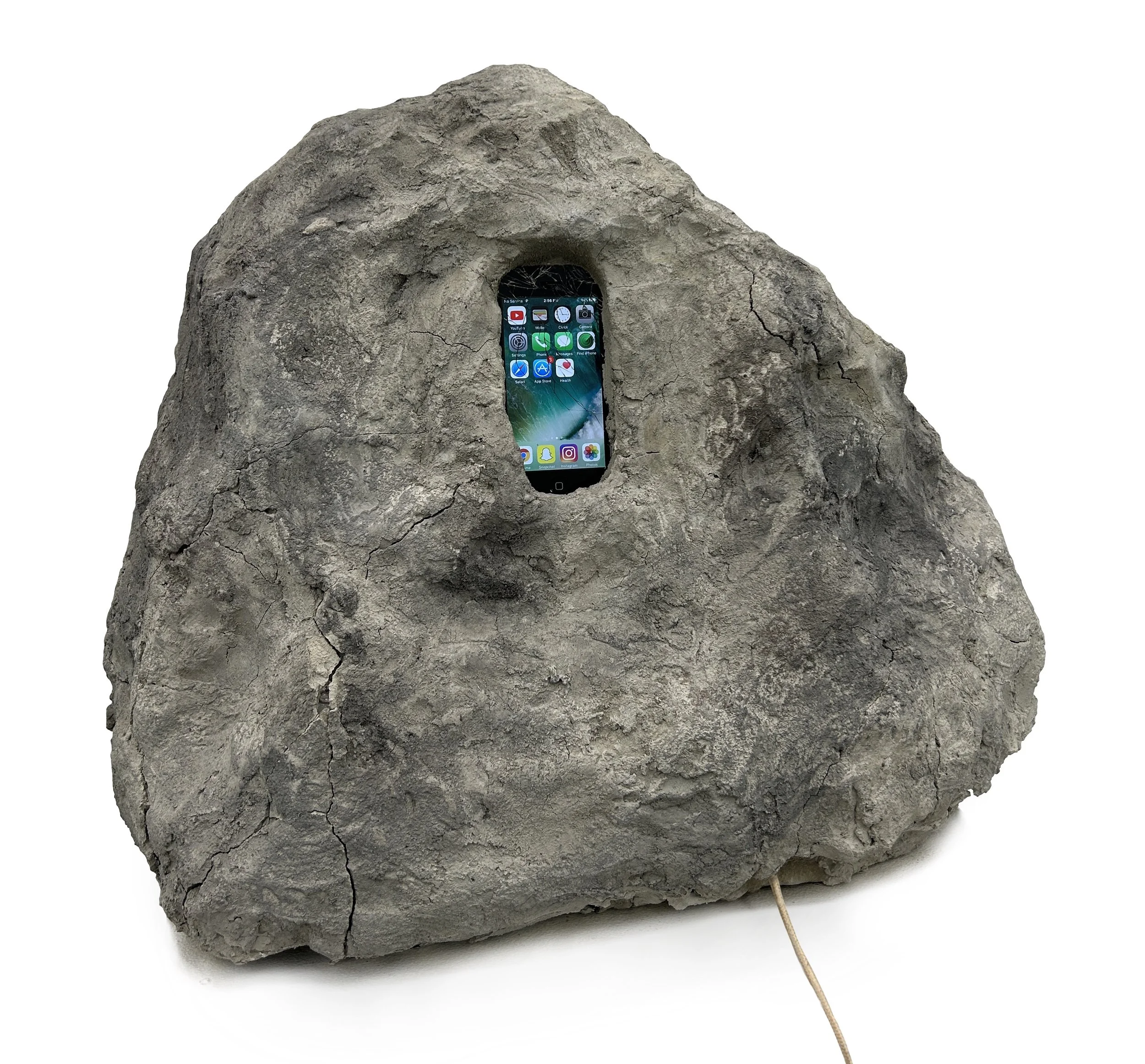 Archaeology, cement, acrylic paint, iPhone 5c, 2025, (click for more details)