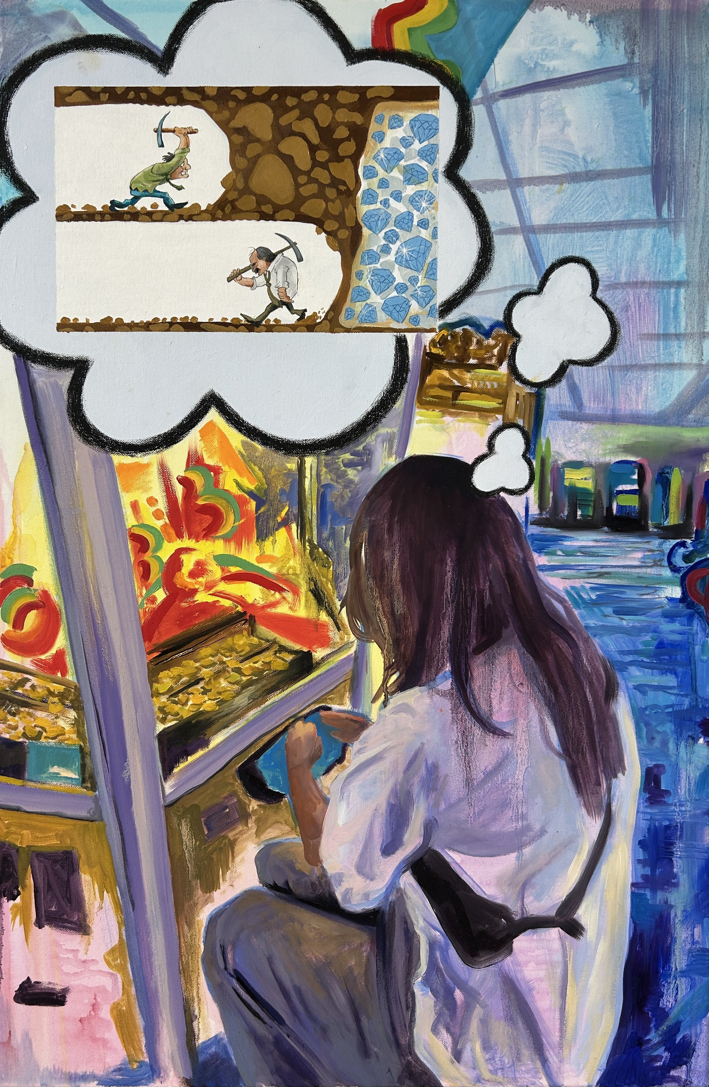 Let's Go Gambling! oil and acrylic on canvas 24 x 36 in. 2025