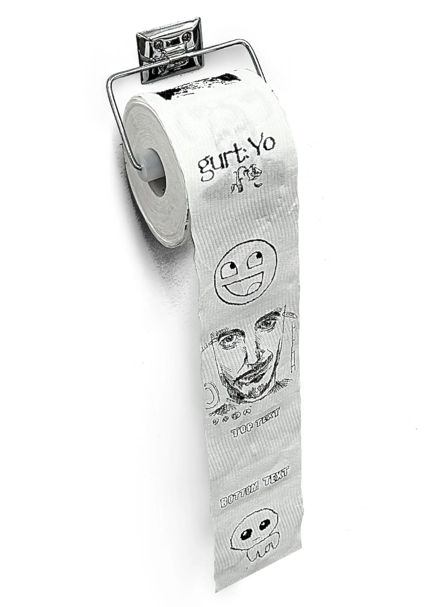 Shitposting, micron pen and acrylic on toilet paper, 2025