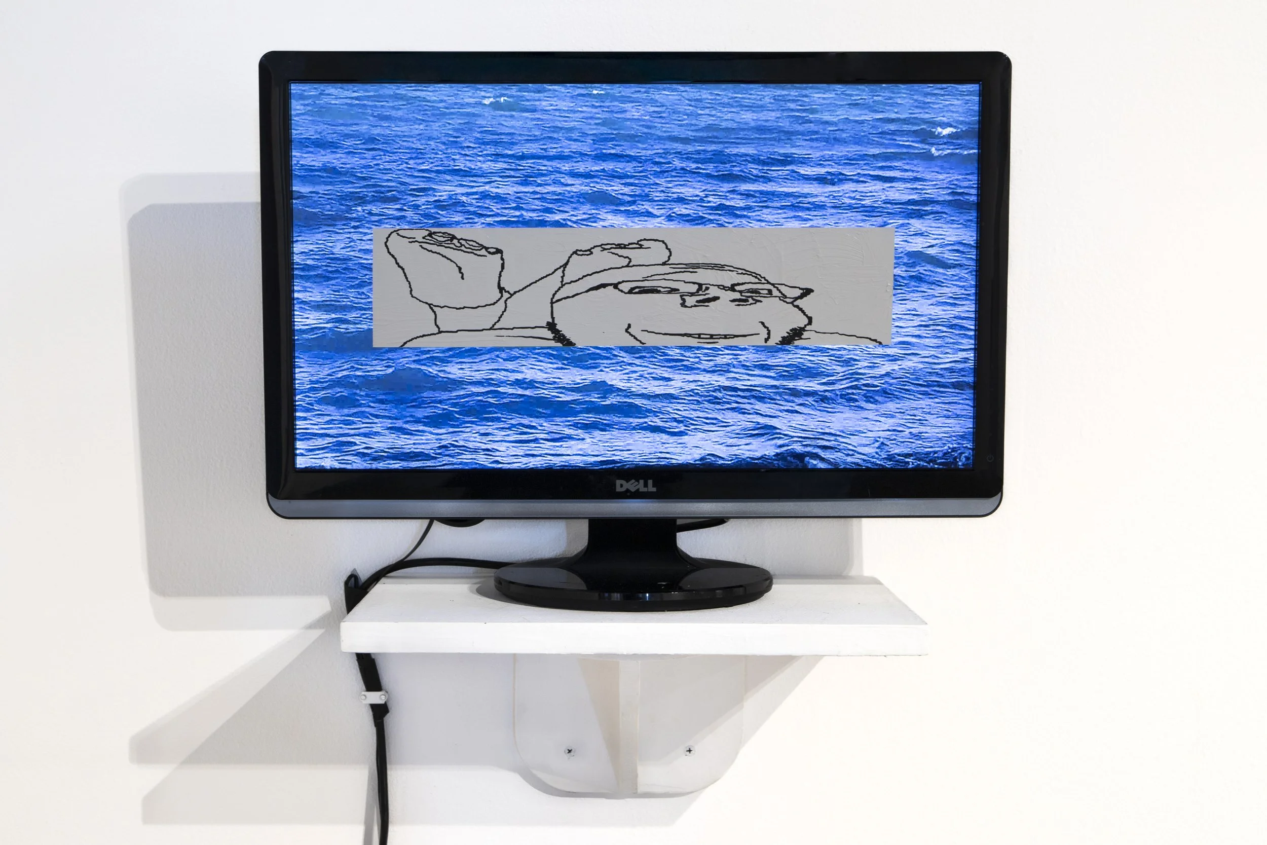 Take your shoes off, acrylic on monitor and video, 20 x 16 in. 00:00:21 loop, 2026 (click for more details)