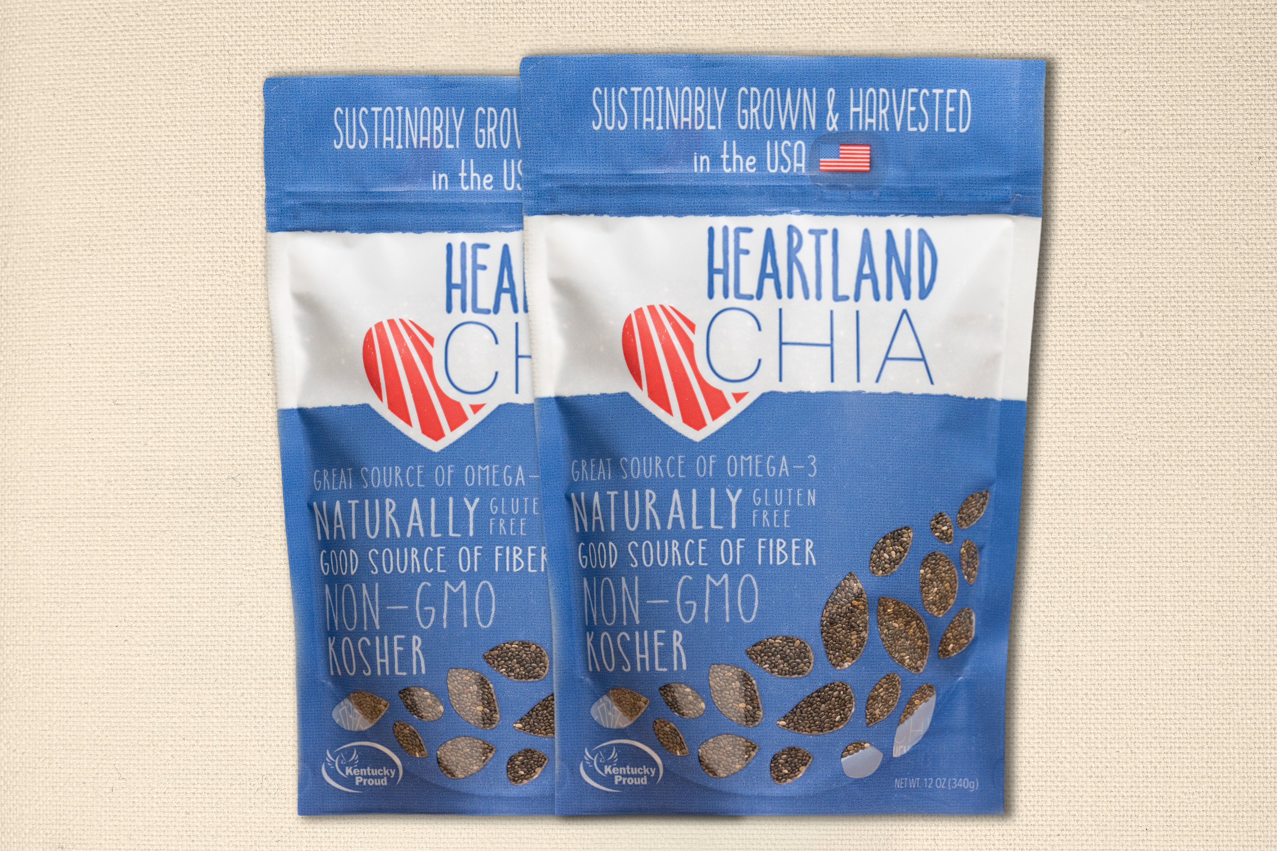 Heartland Chia — 2 Bags of Whole Chia Seeds (Black), 12 oz