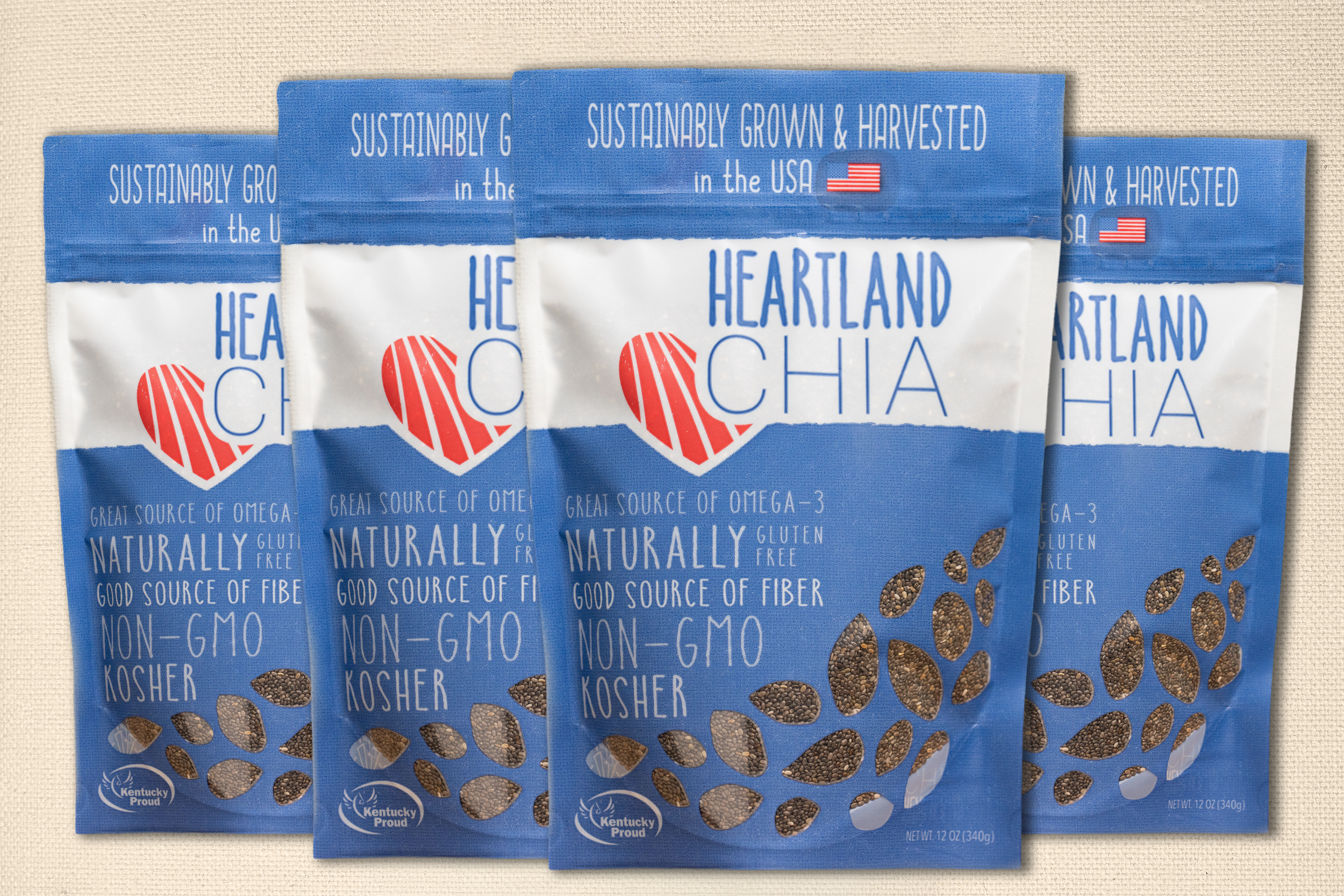 Heartland Chia — 4 Bags of Whole Chia Seeds (Black), 12 oz