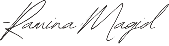 Stylized, cursive handwriting of the words 'Ramina Magid'.