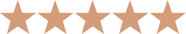 Five bronze stars on a black background, resembling an award or rating.