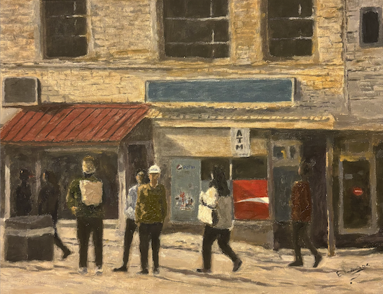 The Bus Is Coming, 2025. Oil on Canvas - 12X16"