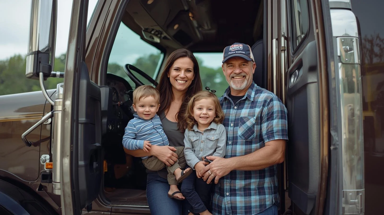 generate me a family photo of a truck driver.jpg