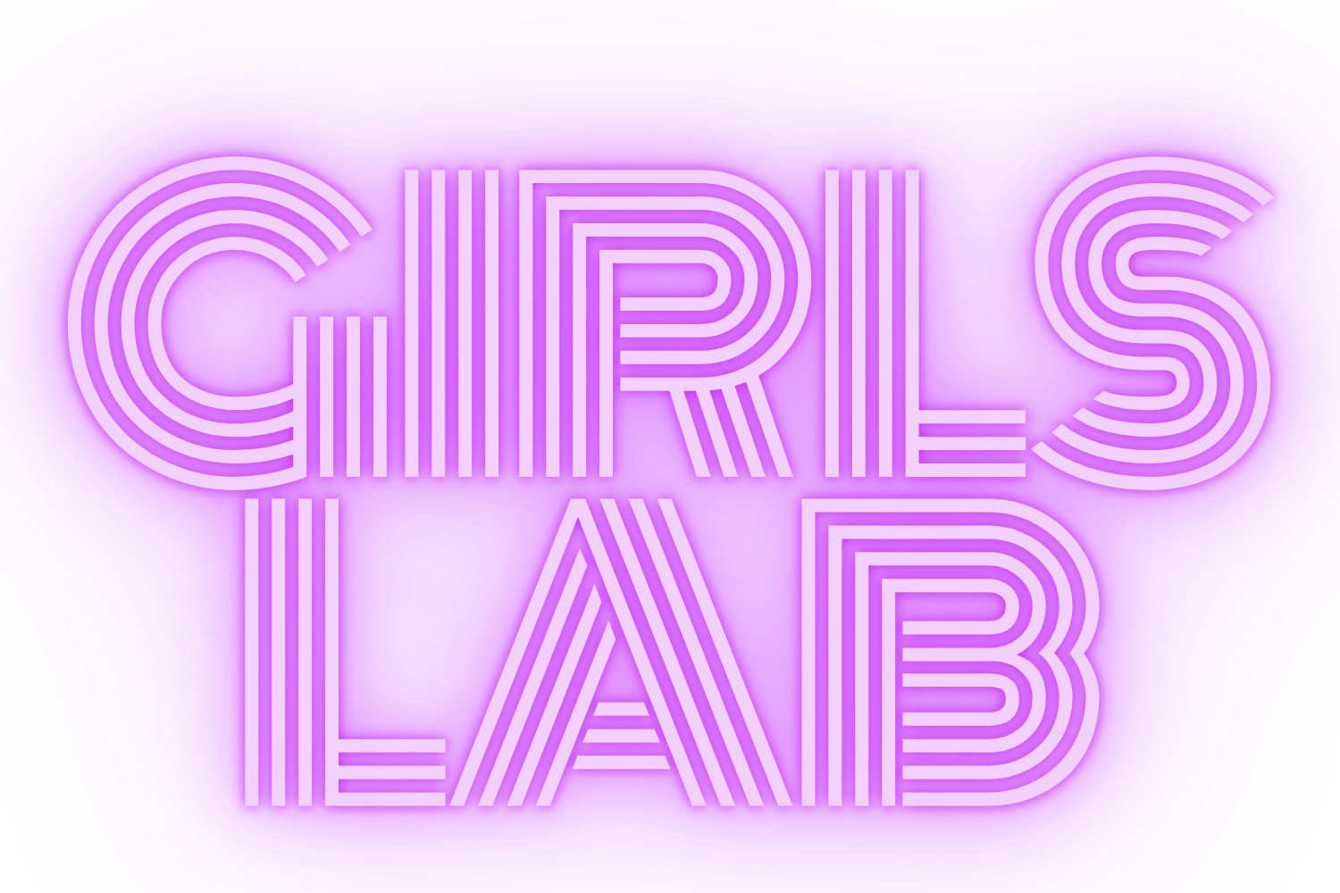 Girls Lab logo in pink and purple neon style